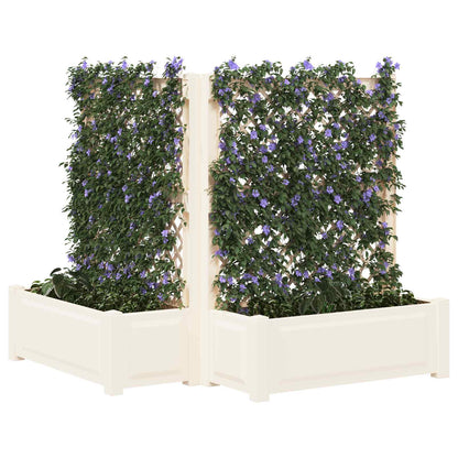 vidaXL Big Planter with Trellis 2 pcs White 143 x 143 x 133.5 cm PP