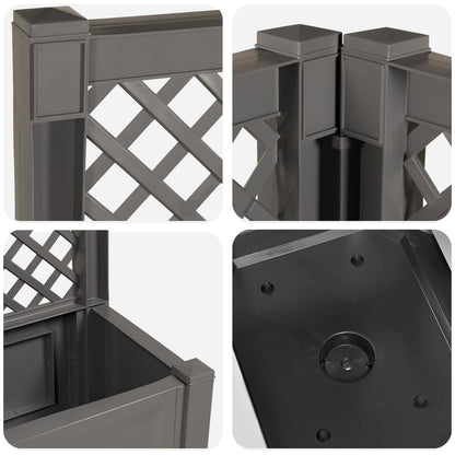 vidaXL Big Planter with Trellis 2 pcs Grey 143 x 143 x 133.5 cm PP