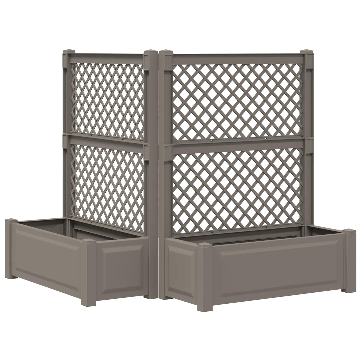 vidaXL Big Planter with Trellis 2 pcs Grey 143 x 143 x 133.5 cm PP
