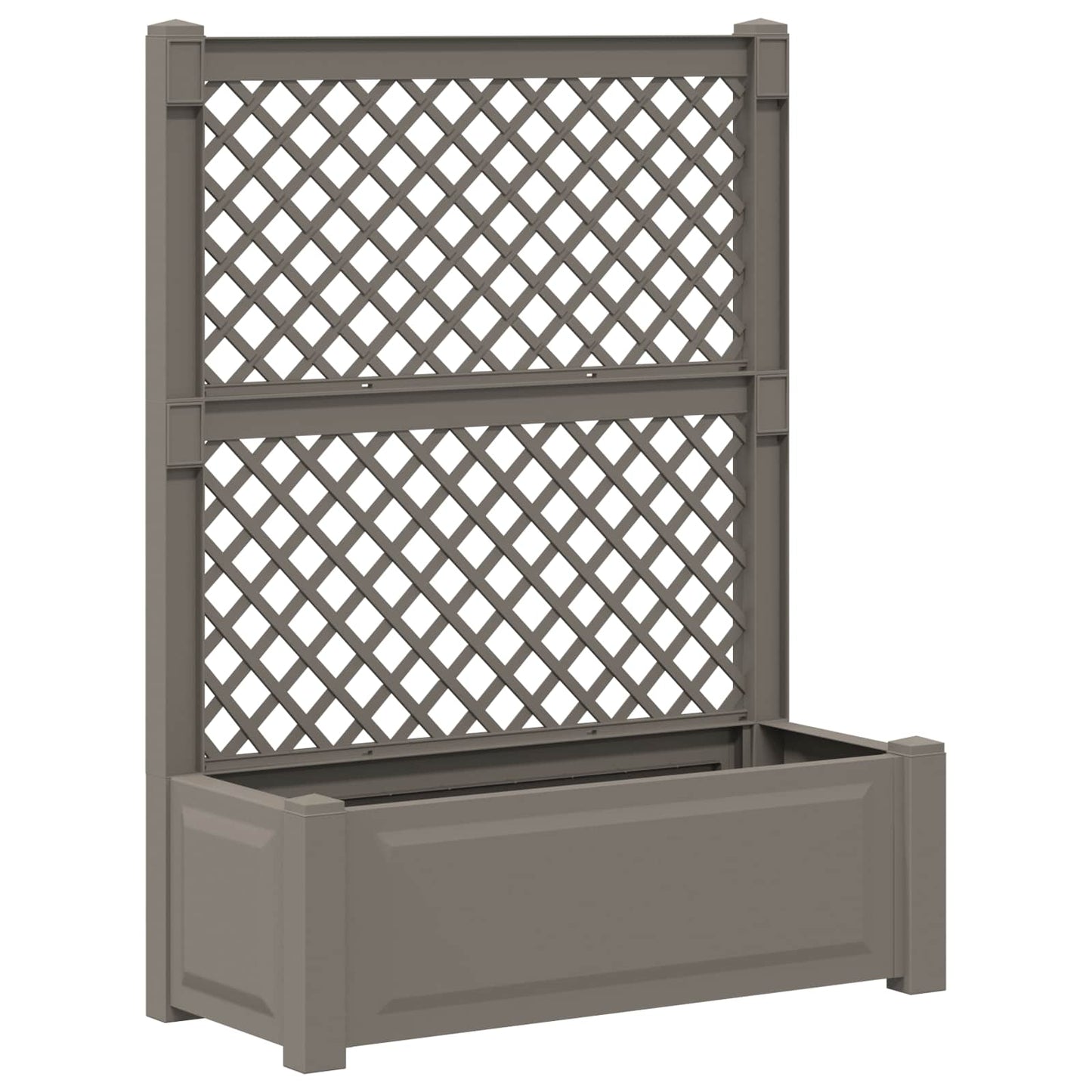 vidaXL Big Planter with Trellis 2 pcs Grey 143 x 143 x 133.5 cm PP