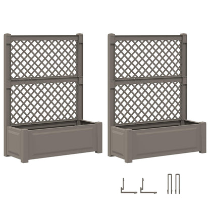 vidaXL Big Planter with Trellis 2 pcs Grey 143 x 143 x 133.5 cm PP