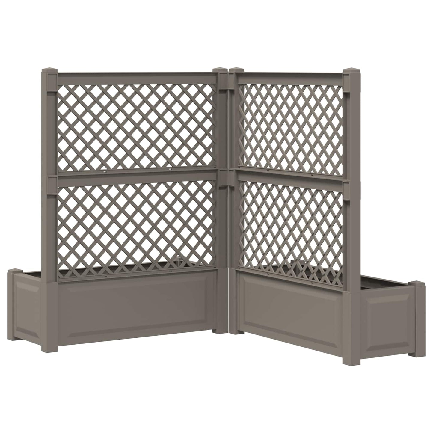 vidaXL Big Planter with Trellis 2 pcs Grey 143 x 143 x 133.5 cm PP