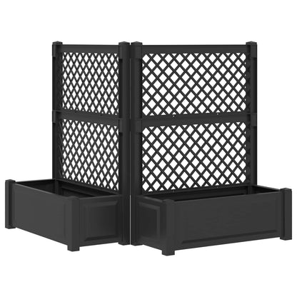 vidaXL Big Planter with Trellis 2 pcs Anthracite 143 x 143 x 133.5 cm