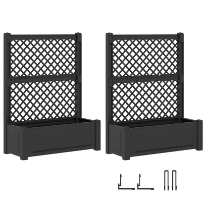 vidaXL Big Planter with Trellis 2 pcs Anthracite 143 x 143 x 133.5 cm