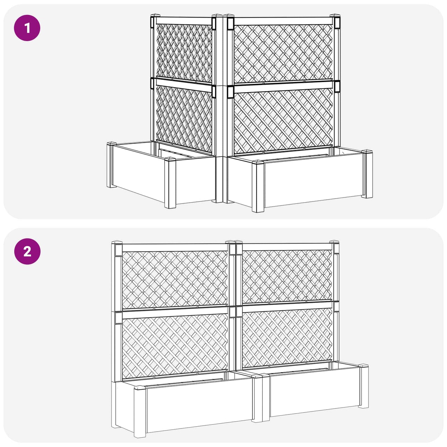vidaXL Big Planter with Trellis 2 pcs Anthracite 143 x 143 x 133.5 cm