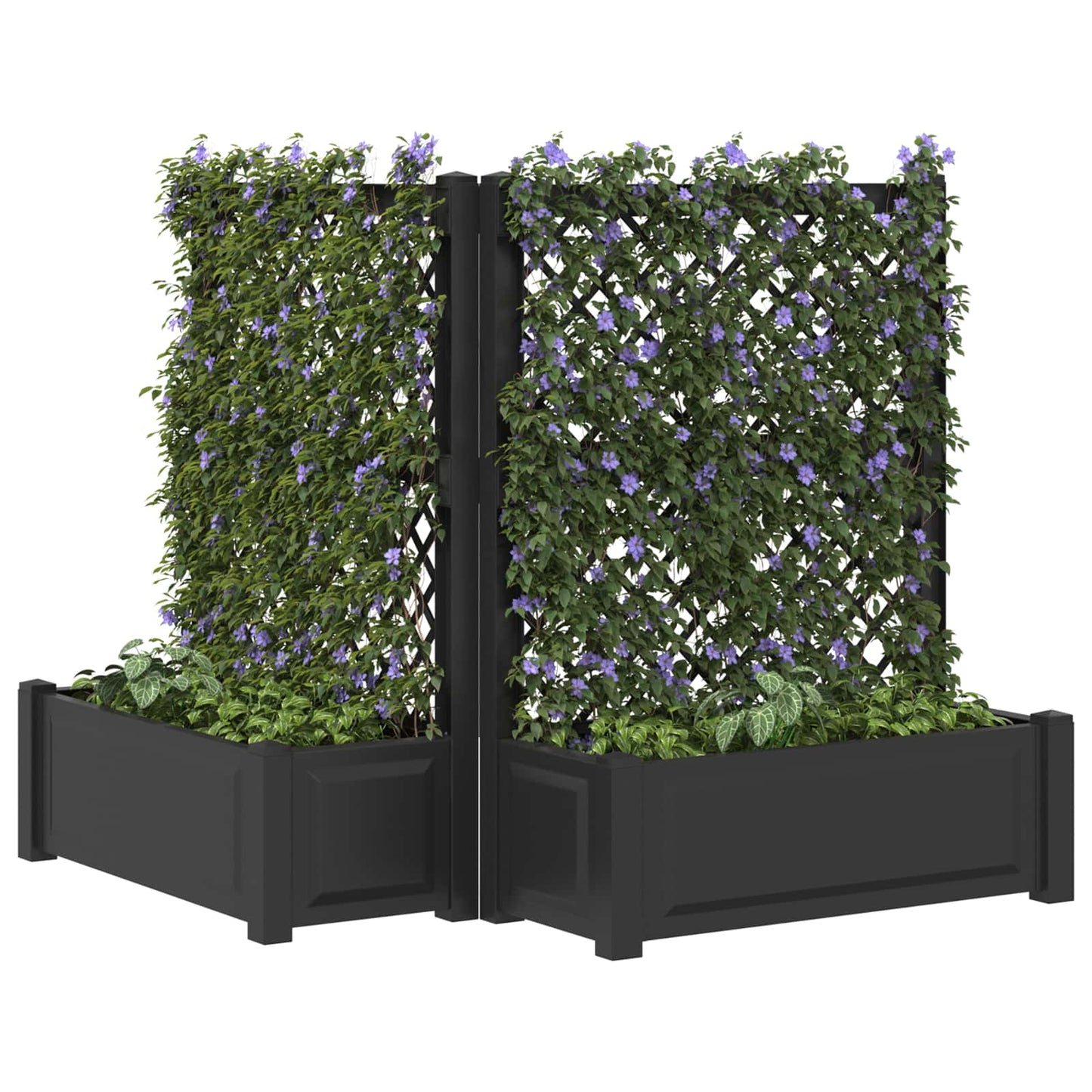 vidaXL Big Planter with Trellis 2 pcs Anthracite 143 x 143 x 133.5 cm
