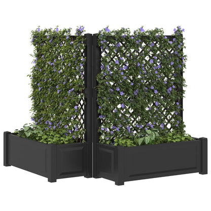vidaXL Big Planter with Trellis 2 pcs Anthracite 143 x 143 x 133.5 cm