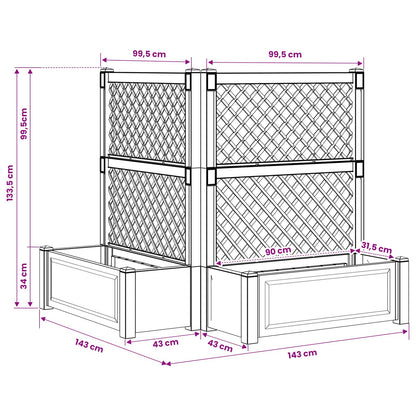 vidaXL Big Planter with Trellis 2 pcs Anthracite 143 x 143 x 133.5 cm