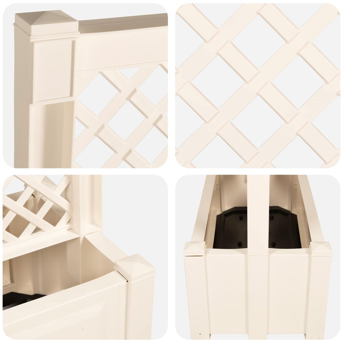 vidaXL Big Planter with Trellis White 99.5 x 43 x 133.5 PP