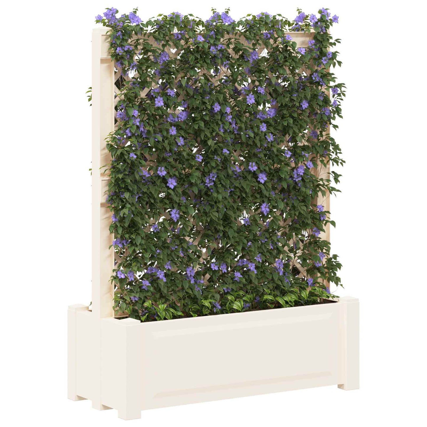 vidaXL Big Planter with Trellis White 99.5 x 43 x 133.5 PP