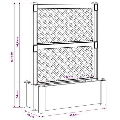 vidaXL Big Planter with Trellis White 99.5 x 43 x 133.5 PP