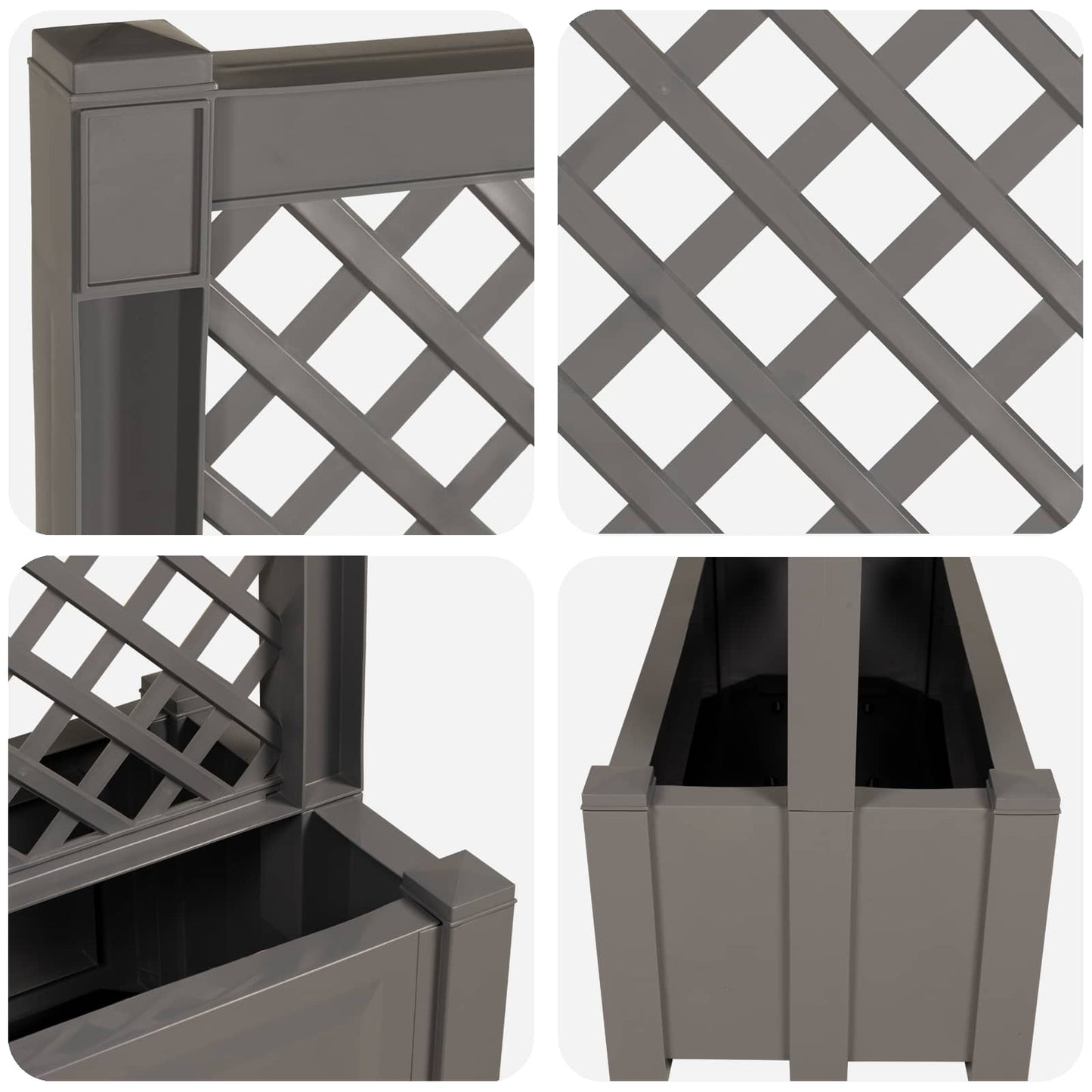 vidaXL Big Planter with Trellis Grey 99.5 x 43 x 133.5 PP