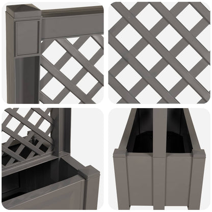 vidaXL Big Planter with Trellis Grey 99.5 x 43 x 133.5 PP