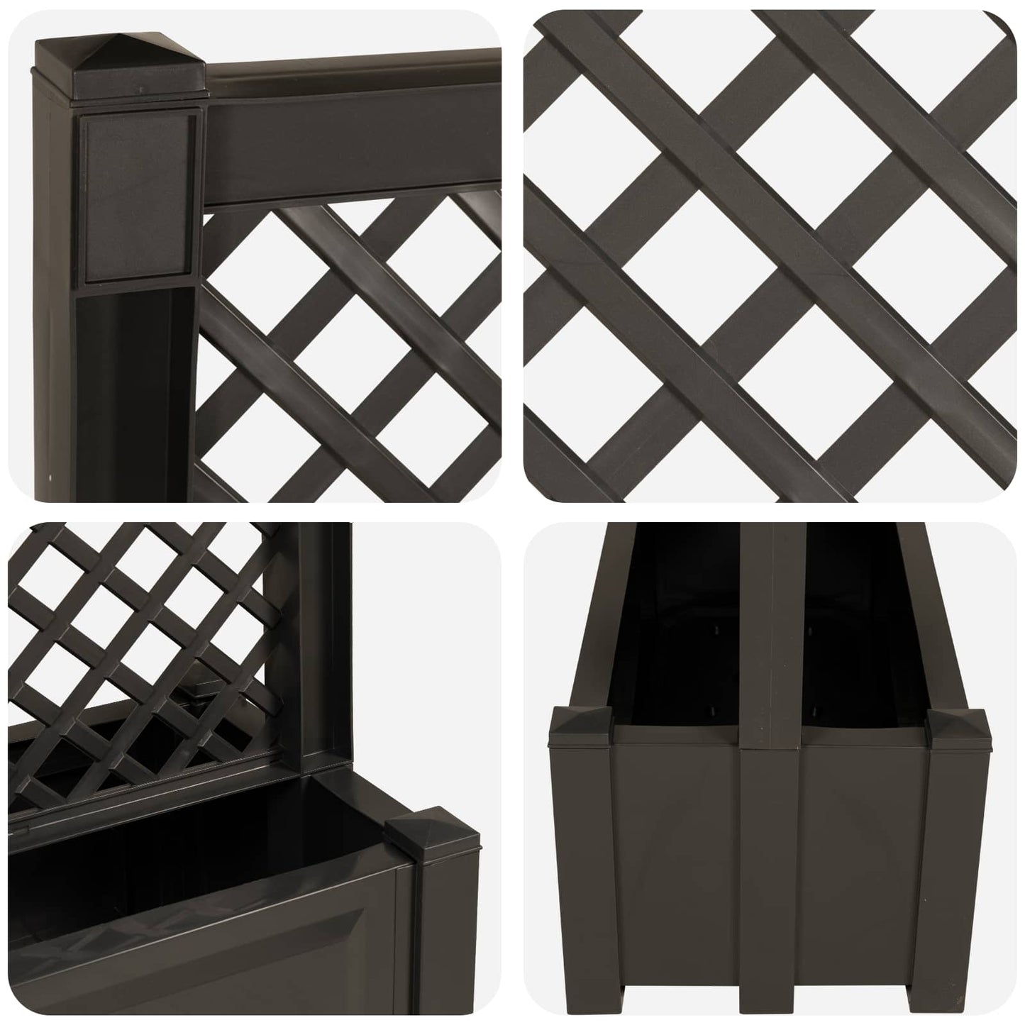 vidaXL Big Planter with Trellis Anthracite 99.5 x 43 x 133.5 PP