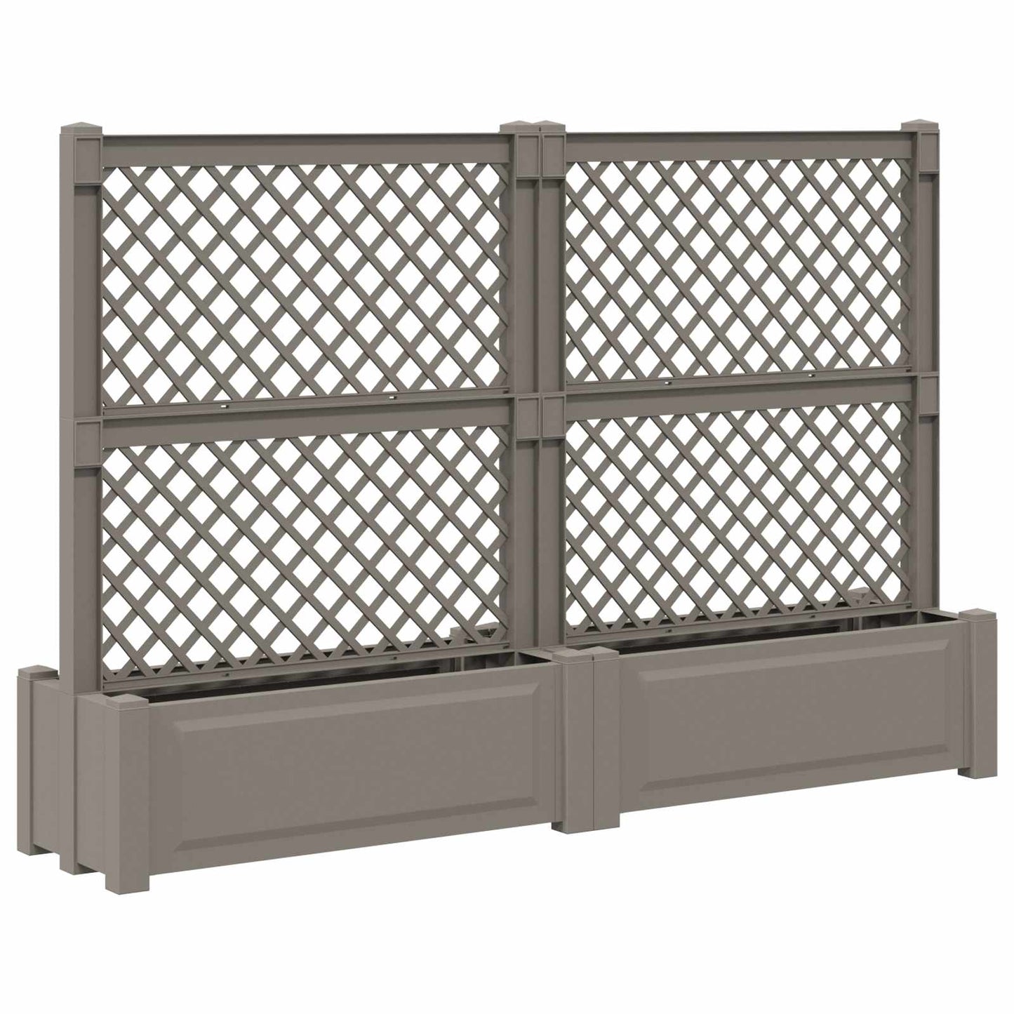 vidaXL Big Planter with Trellis 2 pcs Grey 200 x 43 x 133.5 cm PP