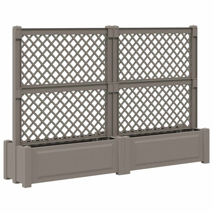 vidaXL Big Planter with Trellis 2 pcs Grey 200 x 43 x 133.5 cm PP