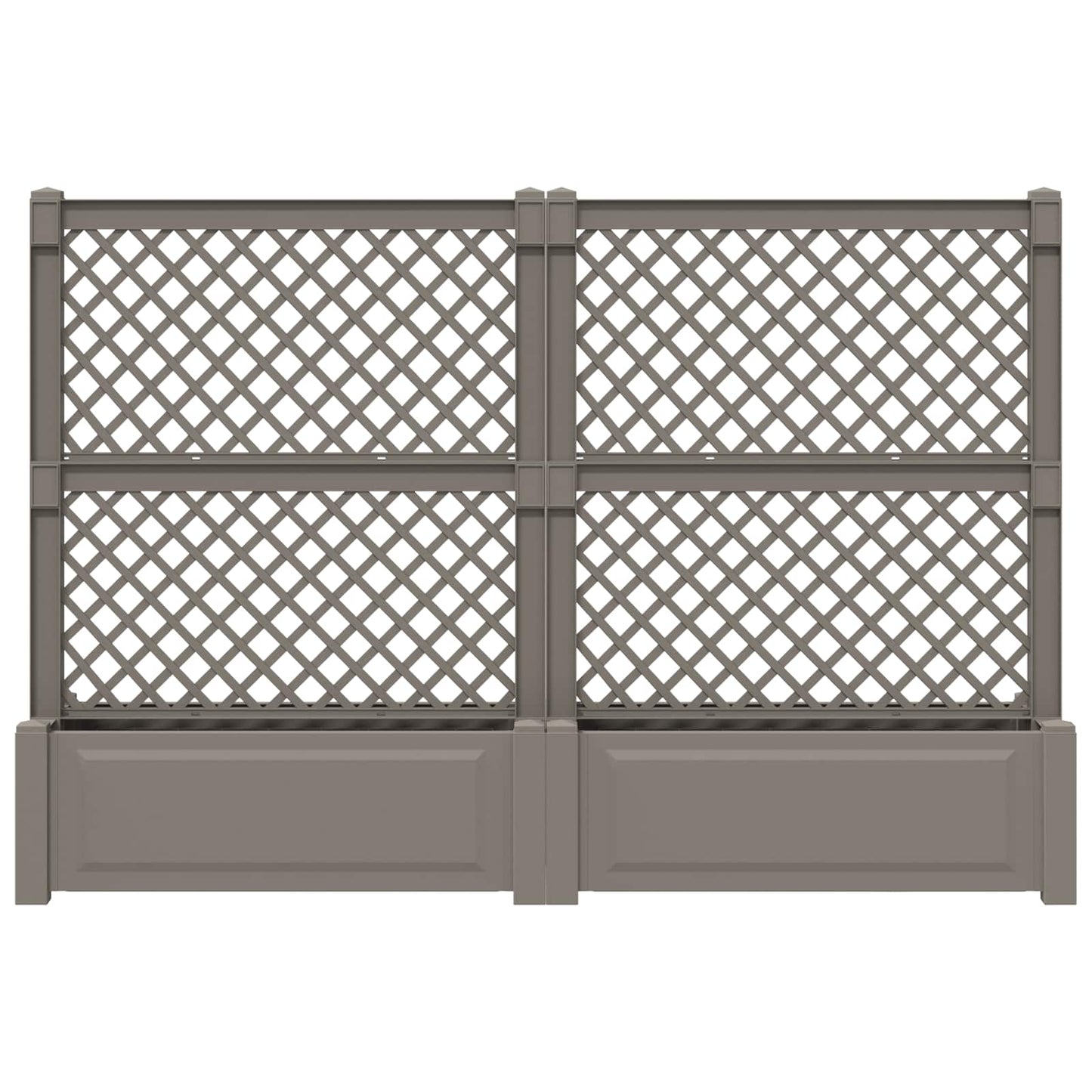 vidaXL Big Planter with Trellis 2 pcs Grey 200 x 43 x 133.5 cm PP