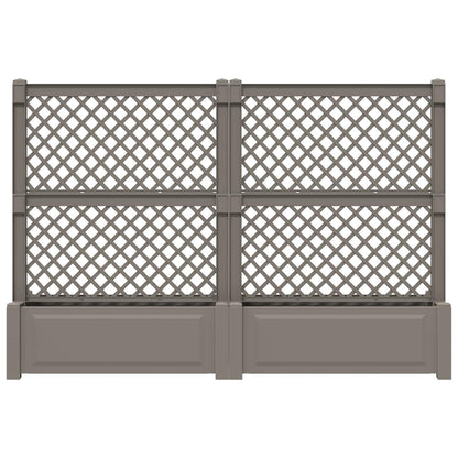 vidaXL Big Planter with Trellis 2 pcs Grey 200 x 43 x 133.5 cm PP