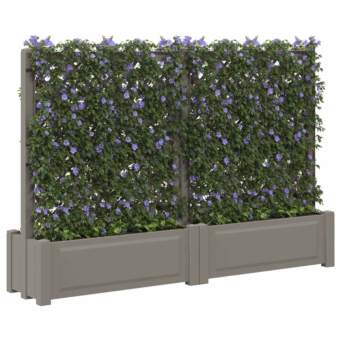 vidaXL Big Planter with Trellis 2 pcs Grey 200 x 43 x 133.5 cm PP
