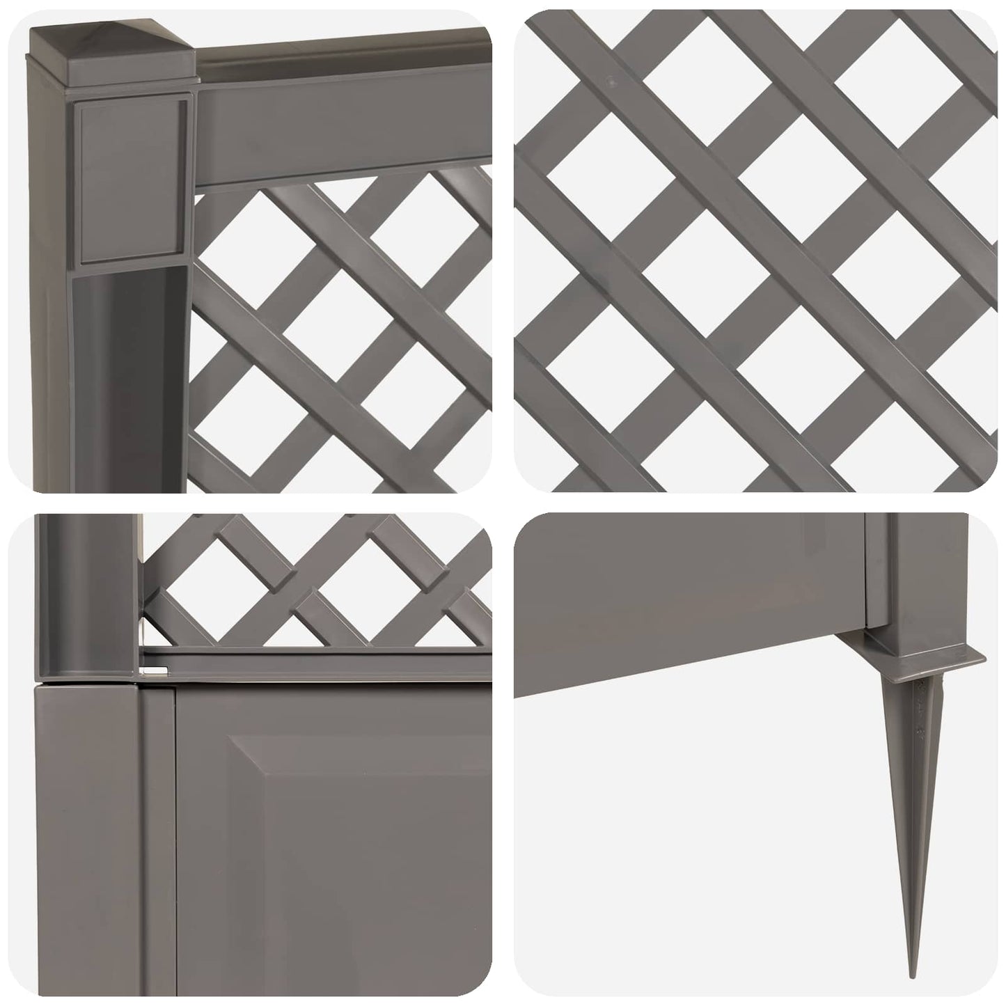 vidaXL Trellis with Spike Grey 99 x 6 x 165 cm PP