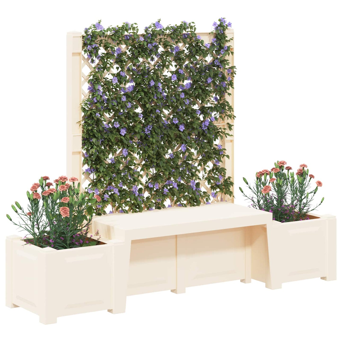 vidaXL Garden Bench Kopenhagen White 173 x 49 x 135.5 cm PP