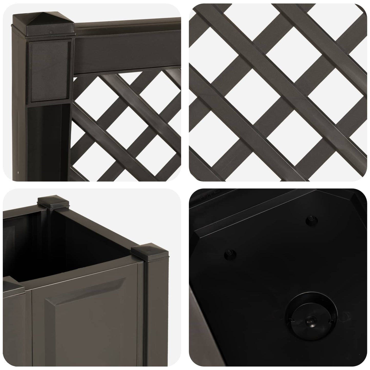 vidaXL Garden Bench Kopenhagen Anthracite 173 x 49 x 135.5 cm PP