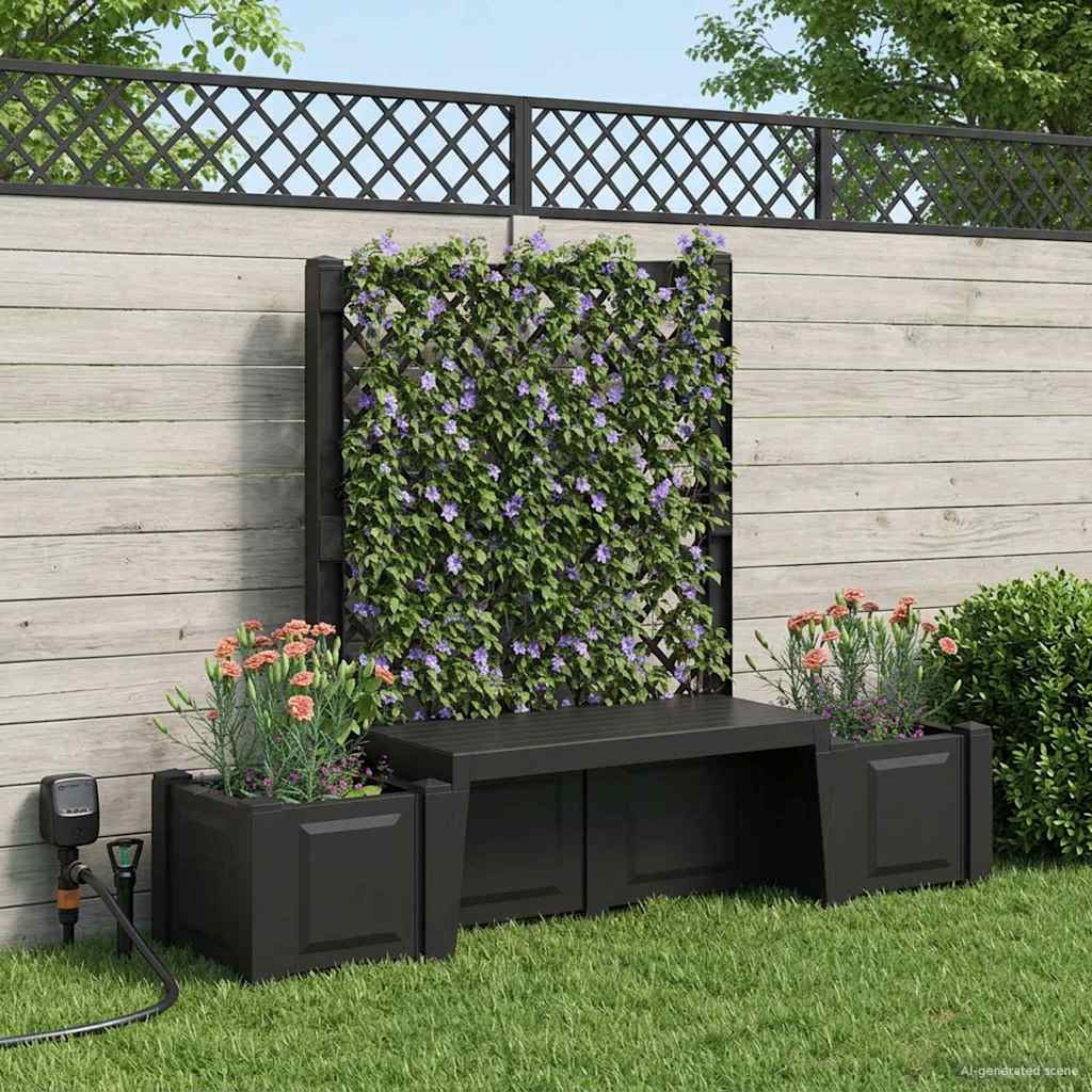 vidaXL Garden Bench Kopenhagen Anthracite 173 x 49 x 135.5 cm PP