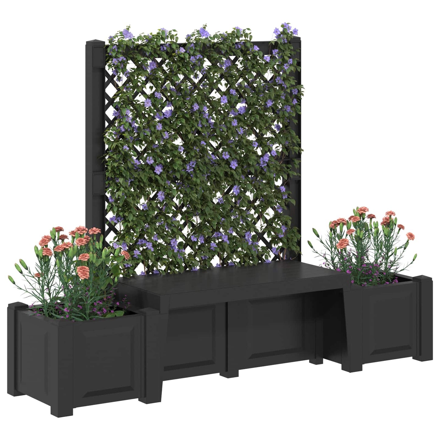 vidaXL Garden Bench Kopenhagen Anthracite 173 x 49 x 135.5 cm PP