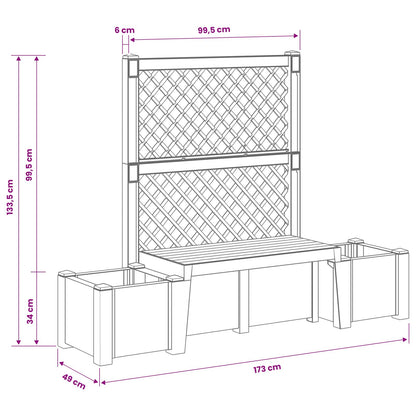 vidaXL Garden Bench Kopenhagen Anthracite 173 x 49 x 135.5 cm PP