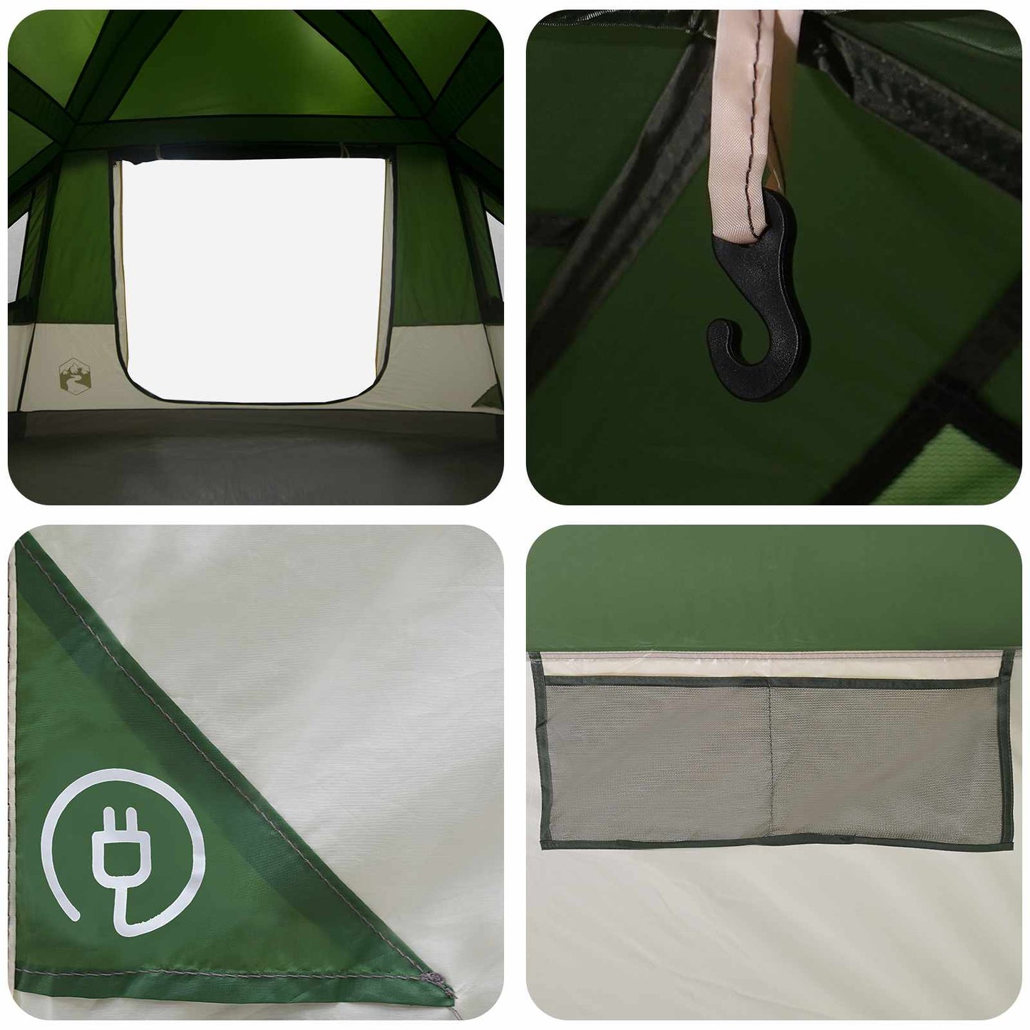 vidaXL Family Tent with Rainfly Water-resistant Green 10-Person