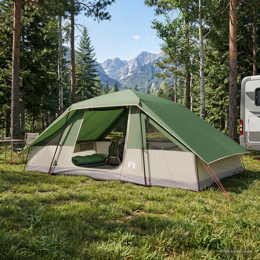 vidaXL Family Tent with Rainfly Water-resistant 10-Person Green