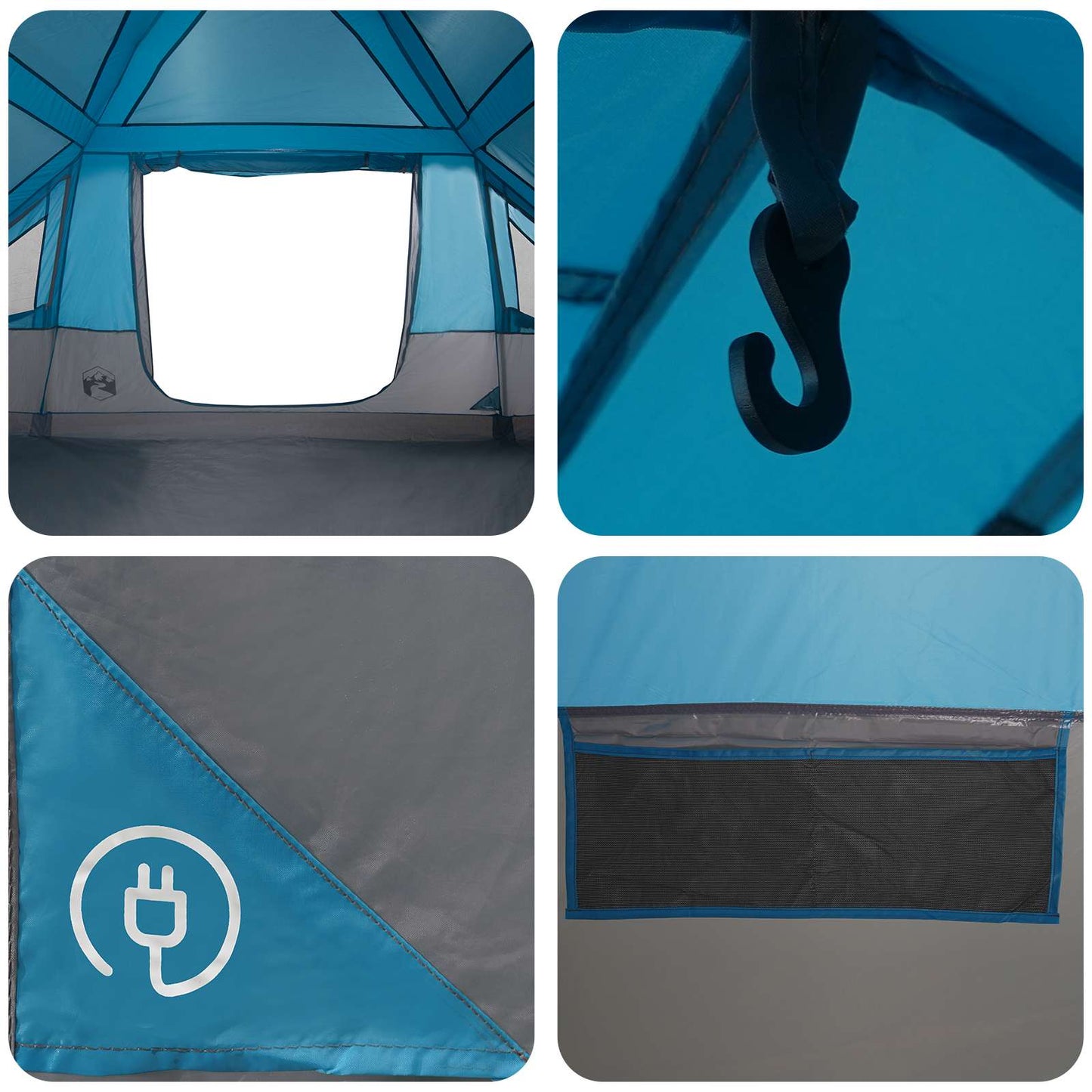 vidaXL Family Tent with Rainfly Water-resistant 10-Person Blue