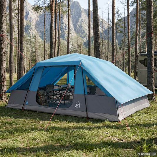 vidaXL Family Tent with Rainfly Water-resistant 10-Person Blue