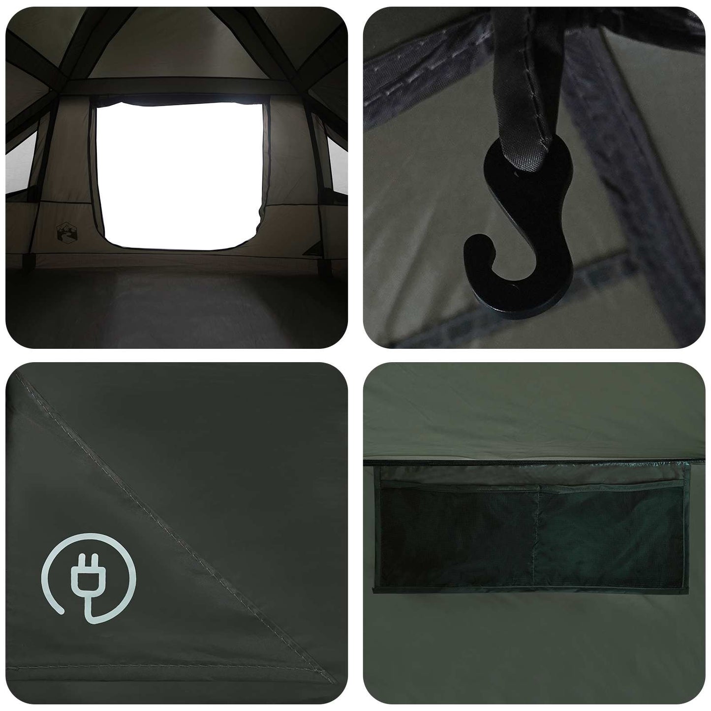 vidaXL Family Tent with Rainfly Water-resistant 10-Person Army Green