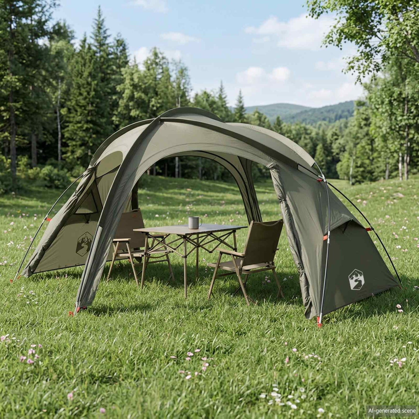 vidaXL Trekking Tent with Rainfly Water-Resistant 2-Person Army Green