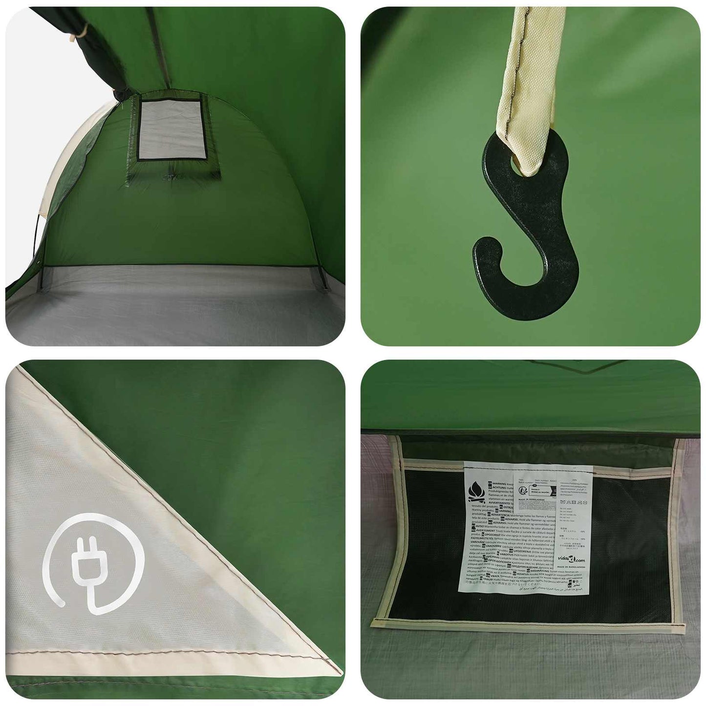 vidaXL Hiking Tent Water-Resistant 2-Person Green