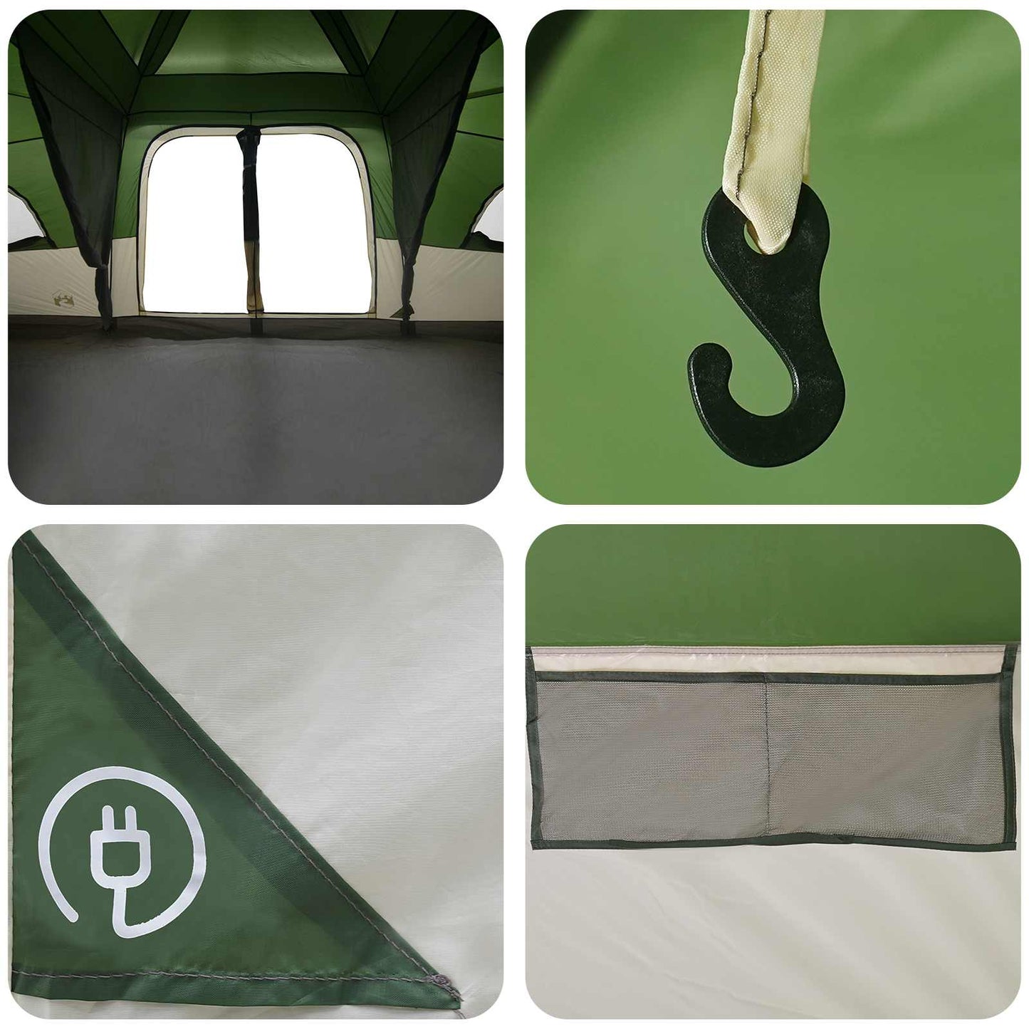 vidaXL Family Tent with Rainfly Water-resistant 18-Person Green