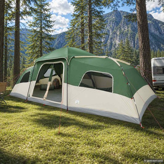 vidaXL Family Tent with Rainfly Water-resistant 18-Person Green