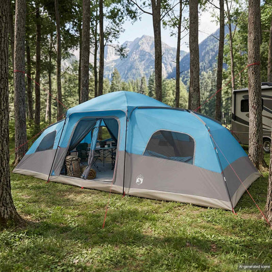vidaXL Family Tent with Rainfly Water-resistant 18-Person Blue