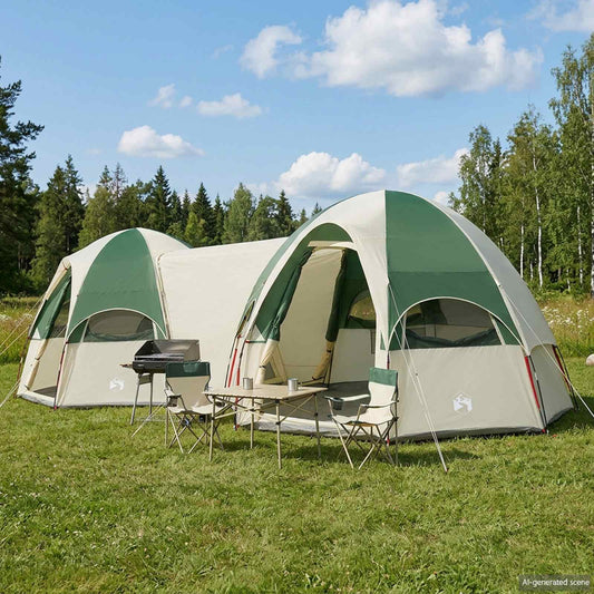 vidaXL Family Tent with Rainfly Water-resistant 14-Person Green
