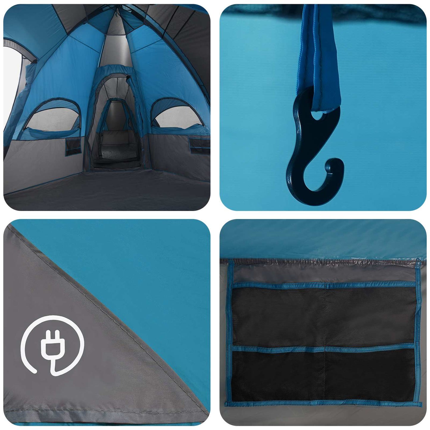 vidaXL Family Tent with Rainfly Water-resistant 14-Person Blue