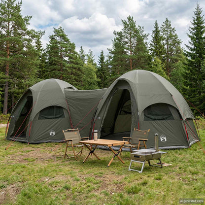 vidaXL Family Tent with Rainfly Water-resistant 14-Person Army Green