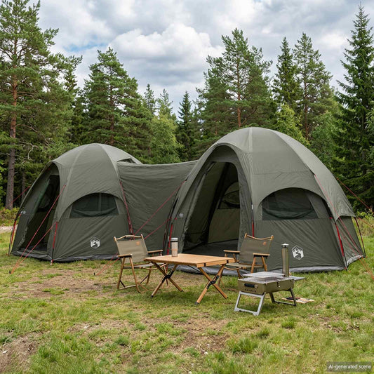 vidaXL Family Tent with Rainfly Water-resistant 14-Person Army Green
