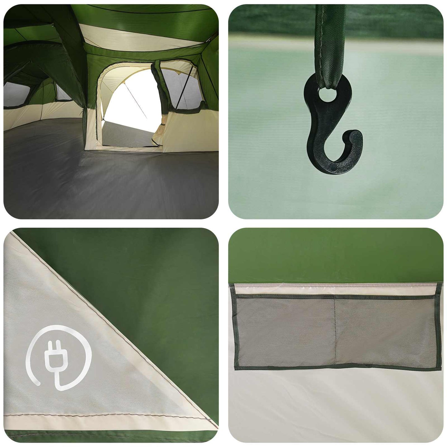 vidaXL Family Tent with Rainfly Water-resistant 6-Person Green