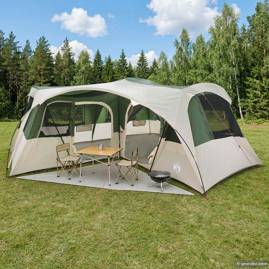 vidaXL Family Tent with Rainfly Water-resistant 6-Person Green