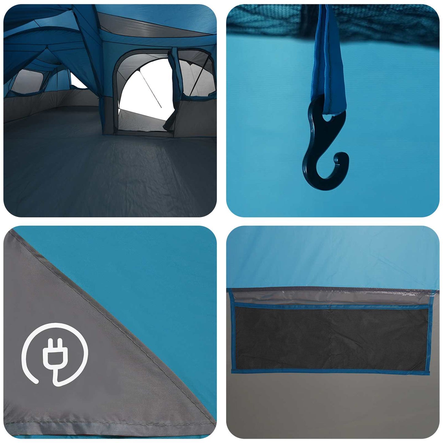 vidaXL Family Tent with Rainfly Water-resistant 6-Person 6-Person Blue