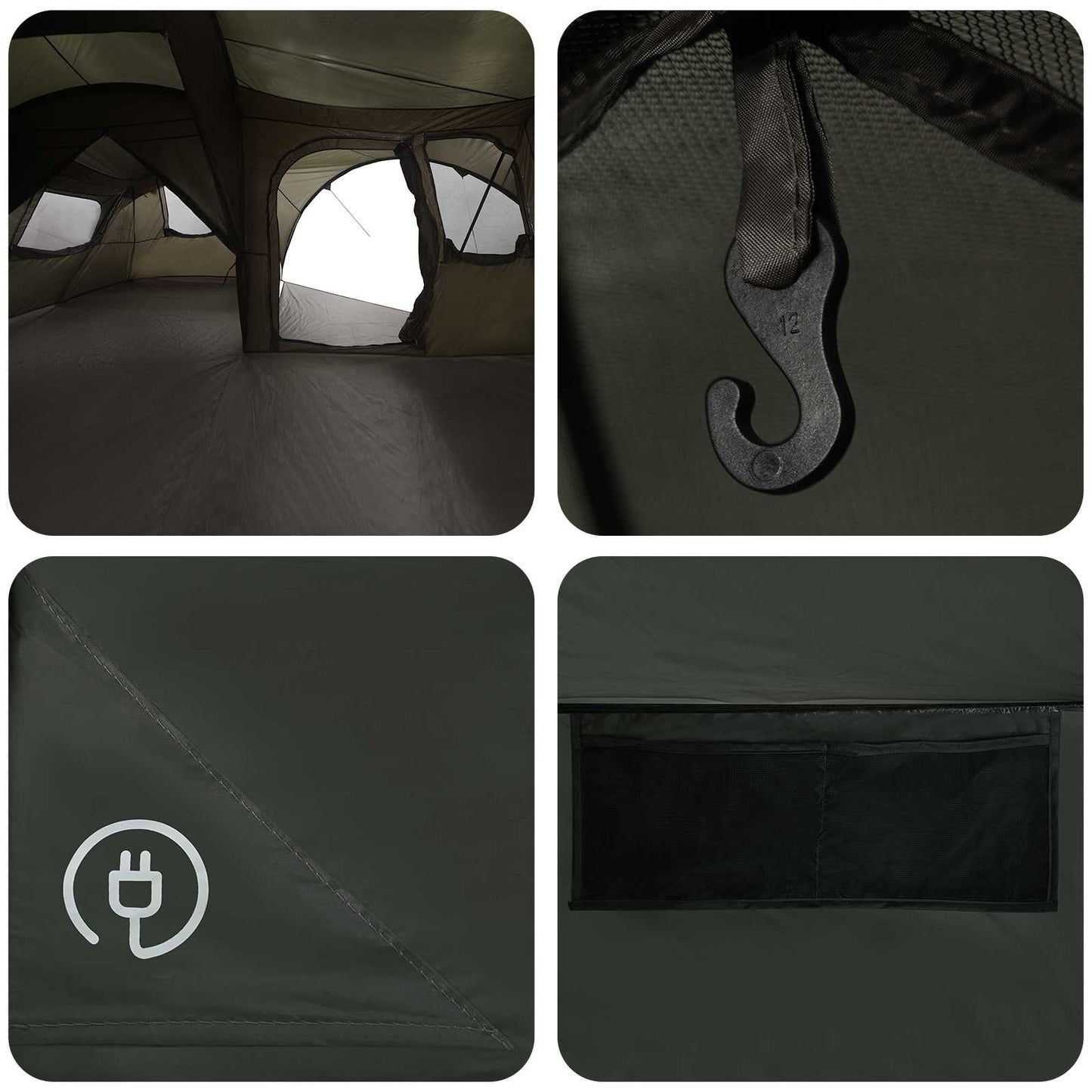 vidaXL Family Tent with Rainfly Water-resistant 6-Person Army Green