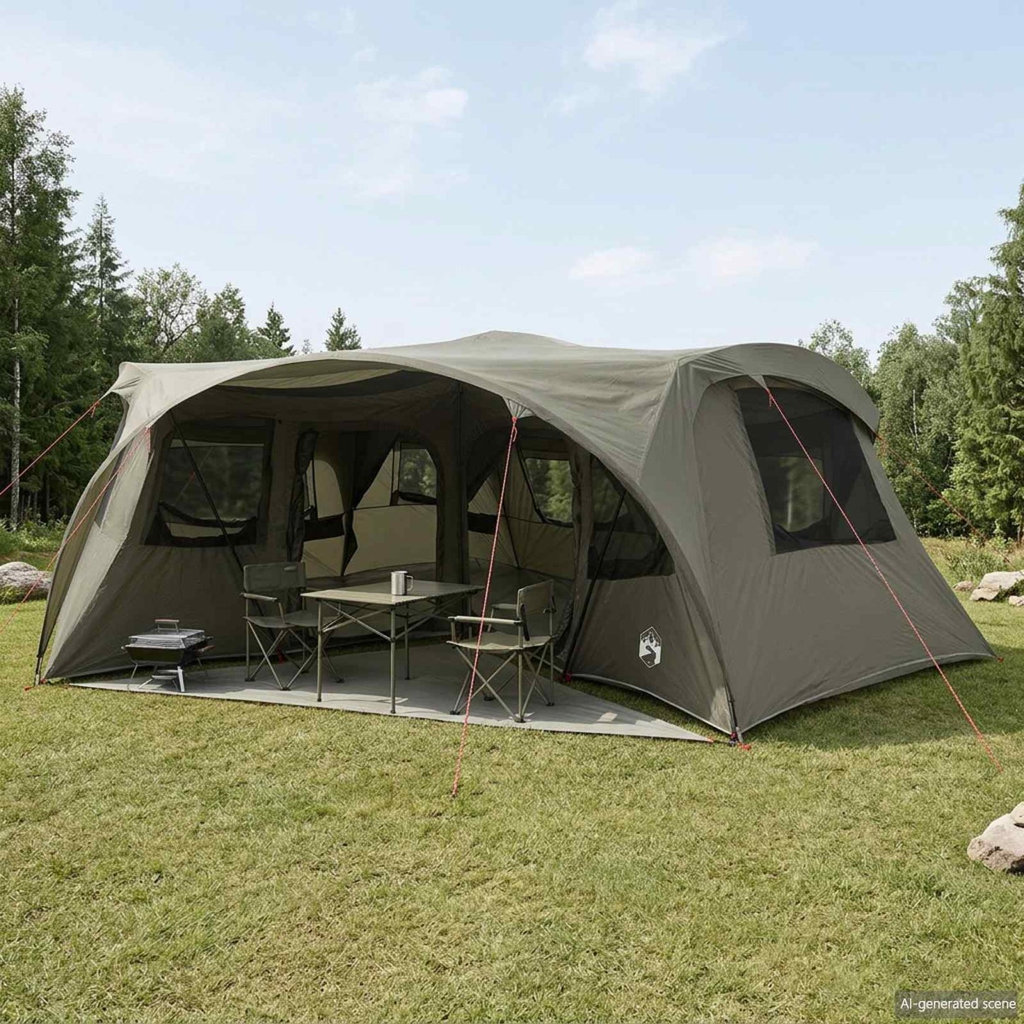 vidaXL Family Tent with Rainfly Water-resistant 6-Person Army Green