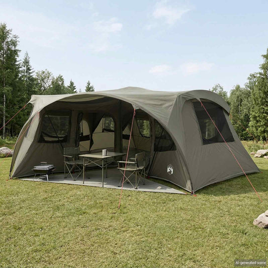 vidaXL Family Tent with Rainfly Water-resistant 6-Person Army Green