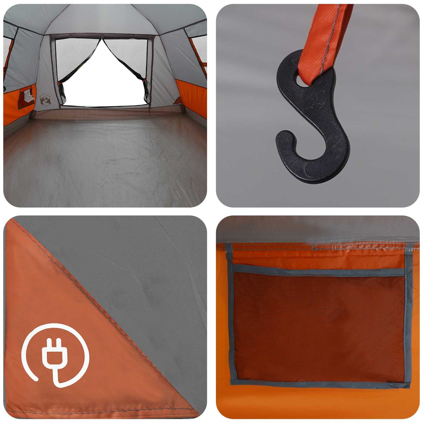 vidaXL Instant Tent Water-resistant 3-Person Grey and Orange